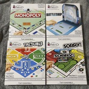 Colorforms Lot of 4 Board Games: Monopoly, Trouble, Sorry, and Battleship New
